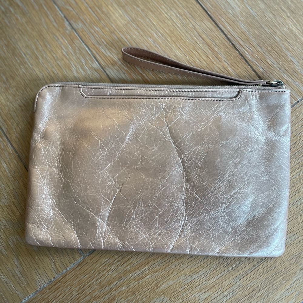Hobo distressed metallic Leather Clutch
